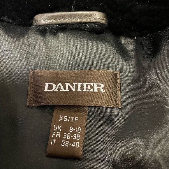DANIER two color leather fur trim collar coat sz XS - Picture 8 of 9